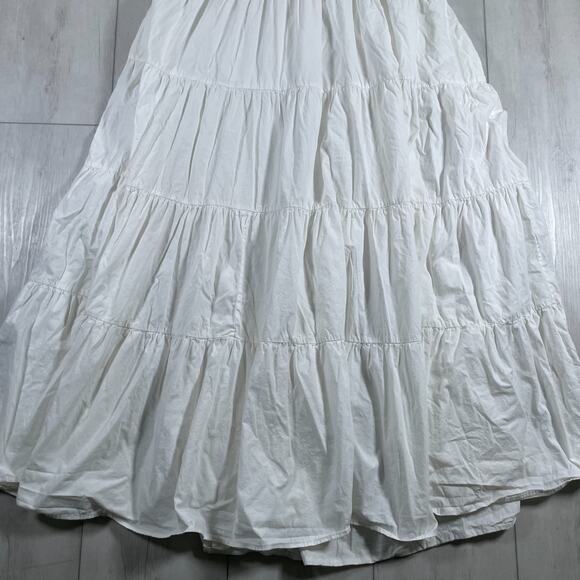 Anthropologie Forever That Girl Medium Tiered Ruched Back Bow Dress White - Picture 3 of 12